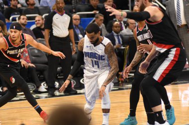 Orlando Magic 25 Ekim 2018 'de Orlando Florida' daki Amway Center 'da Portland Trail Blazers' ı sunar..