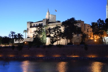 Palma De Mallorca İspanya 'daki Palma Kilisesi' nin gece manzarası