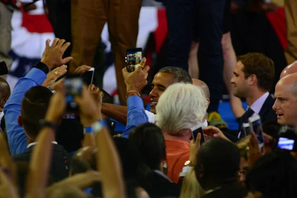 Presidente Barack Obama Organizó Mitin Campaña Para Candidata Presidencial Hillary — Foto de Stock