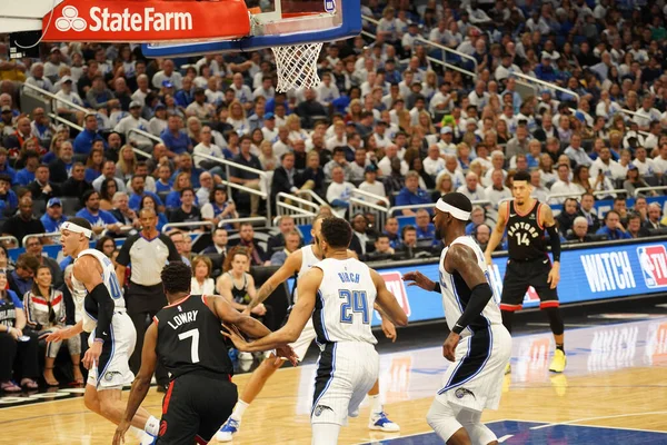 Orlando Magic Hospeda Toronto Rapters Durante Playoff Nba Amway Arena — Fotografia de Stock