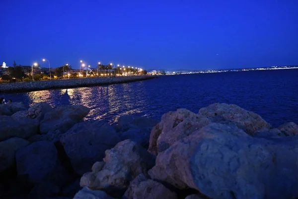 Vista Nocturna Del Muelle Las Luces Ciudad —  Fotos de Stock