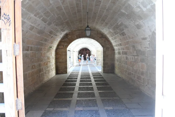 Veduta Del Vecchio Corridoio Con Archi Della Fortezza — Foto Stock