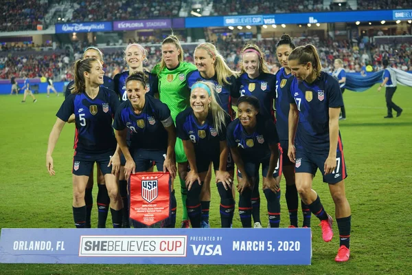 Usa Anglie Zápas Během 2020 Shebelieves Cup Stadionu Exploria Orlando — Stock fotografie