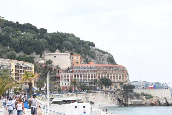 Vista Sulla Città Costiera Con Molo Spiaggia — Foto Stock