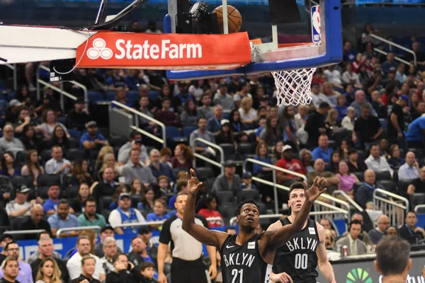 Die Orlando Magic Empfangen Februar 2019 Die Brooklyn Nets Amway — Stockfoto
