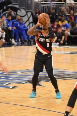 Orlando Magic 25 Ekim 2018 'de Orlando Florida' daki Amway Center 'da Portland Trail Blazers' ı sunar.. 