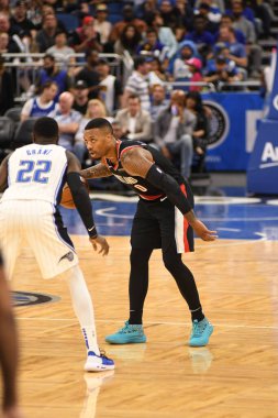 Orlando Magic 25 Ekim 2018 'de Orlando Florida' daki Amway Center 'da Portland Trail Blazers' ı sunar.. 
