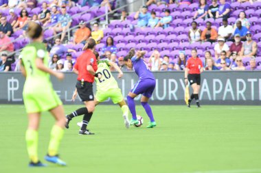 Orlando Pride 21 Temmuz 2018 'de Orlando Florida' daki Exploria Stadyumu 'nda Seattle Reign FC' ye ev sahipliği yapmaktadır. Fotoğraf: Marty Jean-Louis