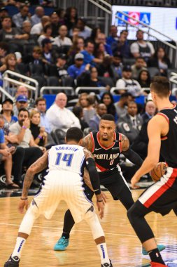 Orlando Magic 25 Ekim 2018 'de Orlando Florida' daki Amway Center 'da Portland Trail Blazers' ı sunar..