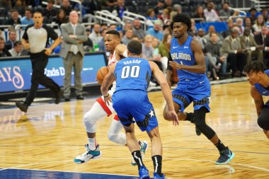 Orlando Magic, 13 Aralık 2019 Cuma günü Orlando, Florida 'daki Amway Center' da Houston Rockets 'a ev sahipliği yapıyor..