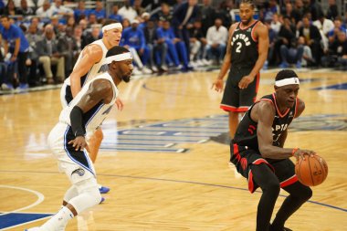 Orlando Magic 19 Nisan 2019 Cuma günü Orlando Florida 'daki Amway Arena' daki NBA Playoff 1 'de Toronto Rapçileri' ne ev sahipliği yapıyor.