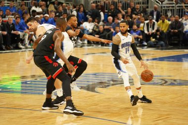 Orlando Magic 19 Nisan 2019 Cuma günü Orlando Florida 'daki Amway Arena' daki NBA Playoff 1 'de Toronto Rapçileri' ne ev sahipliği yapıyor.