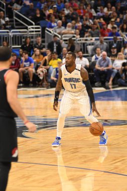 Orlando Magic 25 Ekim 2018 'de Orlando Florida' daki Amway Center 'da Portland Trail Blazers' ı sunar.. 