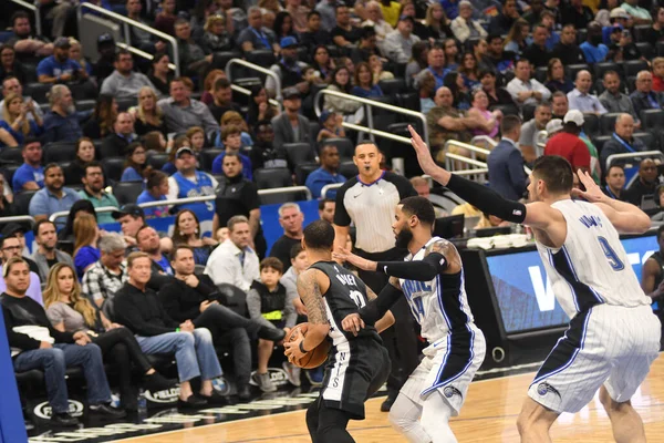 Die Orlando Magic Empfangen Februar 2019 Die Brooklyn Nets Amway — Stockfoto