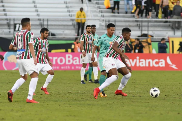 Fluminense Gegen Barcelona Während Des Florida Cup Spectrum Stadium Januar — Stockfoto