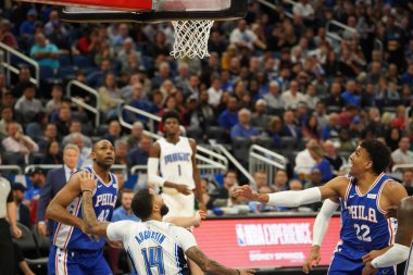 Orlando Magic, Philadelphia 76ers 'ı 13 Kasım 2019 Çarşamba günü Amway Center' da ağırlamaktadır. Fotoğraf: Marty Jean-Louis