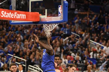 Orlando Magic 17 Ekim 2018 'de Orlando Florida' daki Amway Center 'da Miami Heat' i sunar..