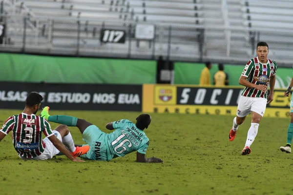 Fluminense Gegen Barcelona Während Des Florida Cup Spectrum Stadium Januar — Stockfoto