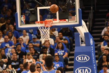 Orlando Magic 17 Ekim 2018 'de Orlando Florida' daki Amway Center 'da Miami Heat' i sunar..  