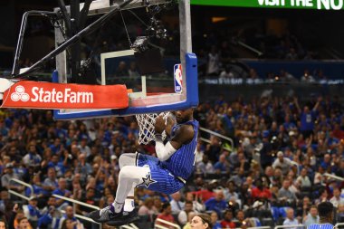 Orlando Magic 17 Ekim 2018 'de Orlando Florida' daki Amway Center 'da Miami Heat' i sunar..