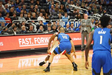 Orlando Magic, 13 Aralık 2019 Cuma günü Orlando, Florida 'daki Amway Center' da Houston Rockets 'a ev sahipliği yapıyor..