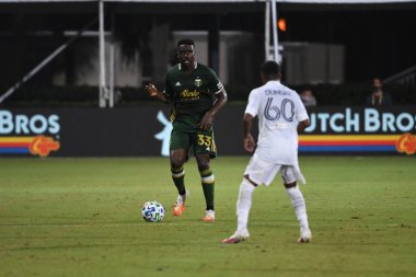 Los Angeles Galaksisi, 14 Temmuz 2020 'de Orlando Florida ABD' deki ESPN Vahşi Spor Dünyası 'nda düzenlenen MLS Sırt Turnuvası sırasında Portland Timbers ile karşı karşıya geldi.