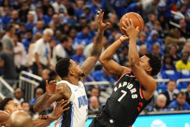 Orlando Magic 21 Nisan 2019 tarihinde Orlando Florida 'daki Amway Arena' da düzenlenen NBA Playoff 1 'de Toronto Rapçileri' ne ev sahipliği yapıyor..