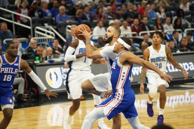 Orlando Magic, Philadelphia 76ers 'ı 13 Kasım 2019 Çarşamba günü Amway Center' da ağırlamaktadır. Fotoğraf: Marty Jean-Louis