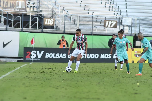 Fluminense Gegen Barcelona Während Des Florida Cup Spectrum Stadium Januar — Stockfoto