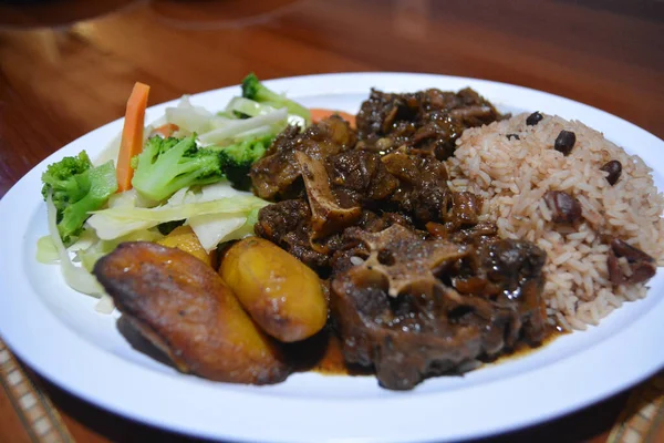 Belle Assiette Délicieux Plats Caribéens — Photo