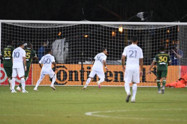 Los Angeles Galaksisi, 14 Temmuz 2020 'de Orlando Florida ABD' deki ESPN Vahşi Spor Dünyası 'nda düzenlenen MLS Sırt Turnuvası sırasında Portland Timbers ile karşı karşıya geldi.