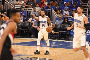 Orlando Magic 25 Ekim 2018 'de Orlando Florida' daki Amway Center 'da Portland Trail Blazers' ı sunar..  