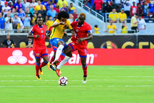 Brasil Enfrenta Haiti Durante Centenário Copa América Orlando Florida Camping — Fotografia de Stock