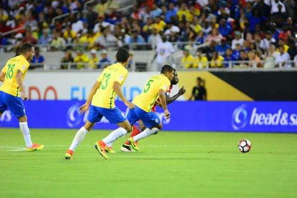 Brazylia Twarzą Haiti Podczas Copa America Centenario Orlando Florida Camping — Zdjęcie stockowe