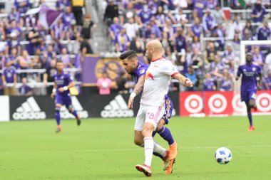Orlando City, 31 Mart 2018 tarihinde Orlando Florida 'daki Exploria Stadyumu' nda New York Red Bulls 'a ev sahipliği yapmaktadır. Fotoğraf: Marty Jean-Louis