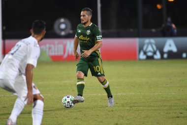 Los Angeles Galaksisi, 14 Temmuz 2020 'de Orlando Florida ABD' deki ESPN Vahşi Spor Dünyası 'nda düzenlenen MLS Sırt Turnuvası sırasında Portland Timbers ile karşı karşıya geldi.