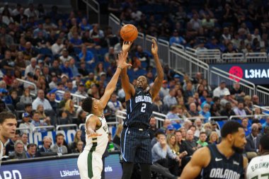 Orlando Magic, Orlando, Florida, ABD 'deki Amway Center' da Milwaukee Bucks 'a ev sahipliği yapıyor. 1 Kasım 2019.  