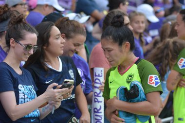 Orlando Pride 21 Temmuz 2018 'de Orlando Florida' daki Exploria Stadyumu 'nda Seattle Reign FC' ye ev sahipliği yapmaktadır. Fotoğraf: Marty Jean-Louis