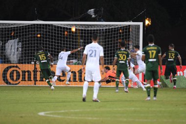 Los Angeles Galaksisi, 14 Temmuz 2020 'de Orlando Florida ABD' deki ESPN Vahşi Spor Dünyası 'nda düzenlenen MLS Sırt Turnuvası sırasında Portland Timbers ile karşı karşıya geldi.