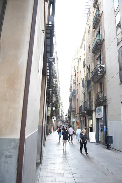 Blick Auf Die Straßen Der Stadt Barcelona Das Äußere Von — Stockfoto