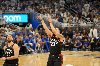 Orlando Magic 19 Nisan 2019 Cuma günü Orlando Florida 'daki Amway Arena' daki NBA Playoff 1 'de Toronto Rapçileri' ne ev sahipliği yapıyor.