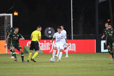 Los Angeles Galaksisi, 14 Temmuz 2020 'de Orlando Florida ABD' deki ESPN Vahşi Spor Dünyası 'nda düzenlenen MLS Sırt Turnuvası sırasında Portland Timbers ile karşı karşıya geldi.