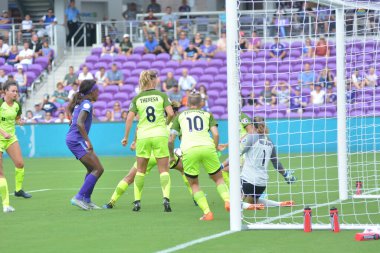 Orlando Pride 21 Temmuz 2018 'de Orlando Florida' daki Exploria Stadyumu 'nda Seattle Reign FC' ye ev sahipliği yapmaktadır. Fotoğraf: Marty Jean-Louis
