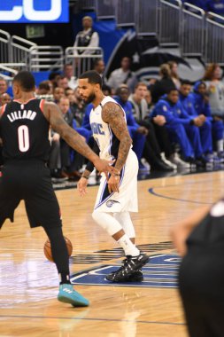 Orlando Magic 25 Ekim 2018 'de Orlando Florida' daki Amway Center 'da Portland Trail Blazers' ı sunar.. 