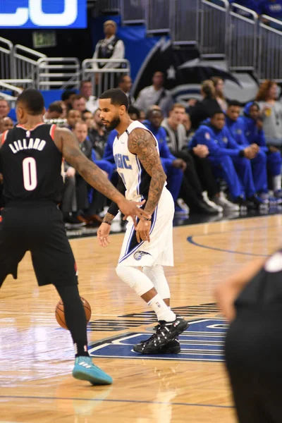 Orlando Magic 25 Ekim 2018 'de Orlando Florida' daki Amway Center 'da Portland Trail Blazers' ı sunar.. 