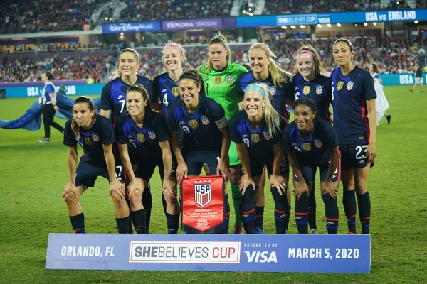 Usa Anglie Zápas Během 2020 Shebelieves Cup Stadionu Exploria Orlando — Stock fotografie