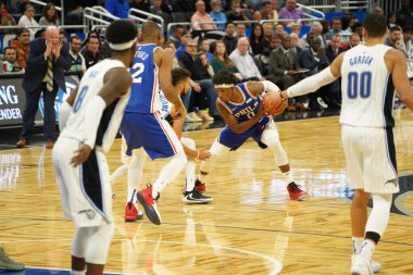 Orlando Magic, Philadelphia 76ers 'ı 13 Kasım 2019 Çarşamba günü Amway Center' da ağırlamaktadır. Fotoğraf: Marty Jean-Louis