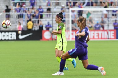 Orlando Pride 21 Temmuz 2018 'de Orlando Florida' daki Exploria Stadyumu 'nda Seattle Reign FC' ye ev sahipliği yapmaktadır. Fotoğraf: Marty Jean-Louis