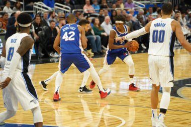 Orlando Magic, Philadelphia 76ers 'ı 13 Kasım 2019 Çarşamba günü Amway Center' da ağırlamaktadır. Fotoğraf: Marty Jean-Louis