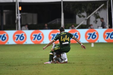Los Angeles Galaksisi, 14 Temmuz 2020 'de Orlando Florida ABD' deki ESPN Vahşi Spor Dünyası 'nda düzenlenen MLS Sırt Turnuvası sırasında Portland Timbers ile karşı karşıya geldi.